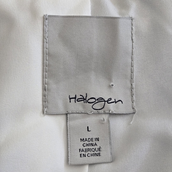 Halogen Women's L Textured Blue & White Bouclé Tweed Blazer Jacket Full Zip - Picture 10 of 16